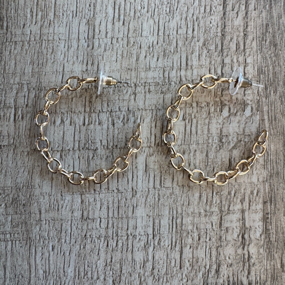 Gold Filled Chain Hoop Earrings